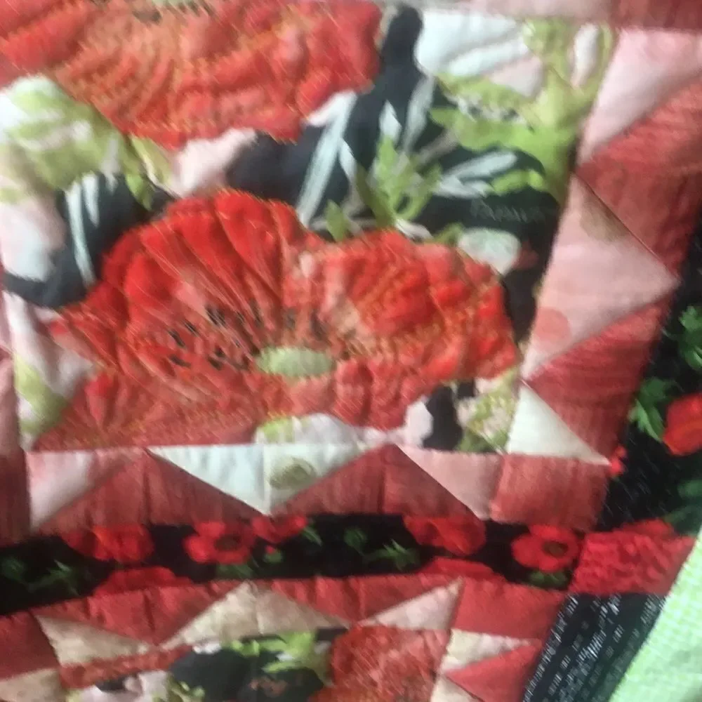 Brand new Hand Crafted Poppies Quilt